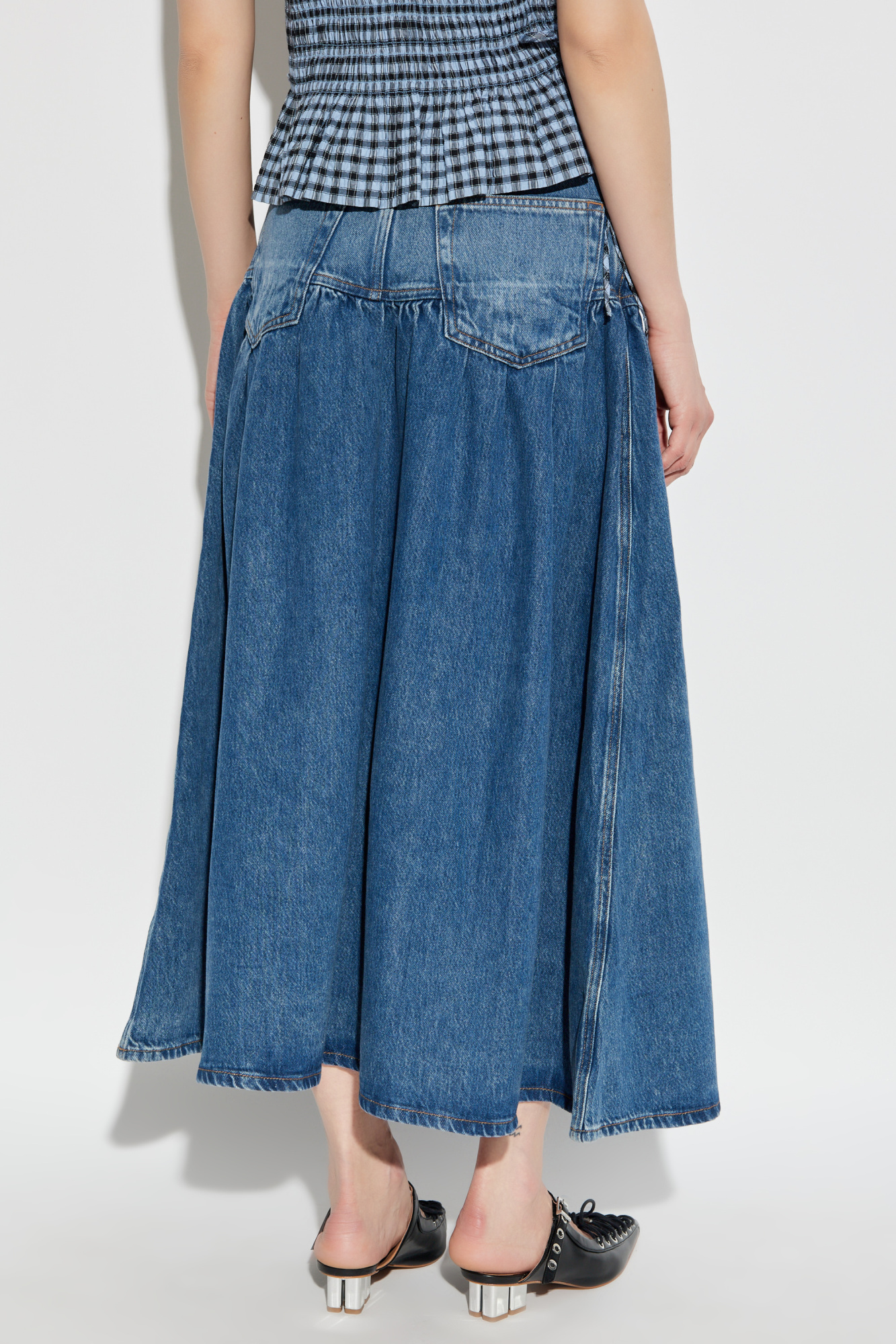スカート GANNI Woman Skirt Blue J1474 091 Mid Blue Stone Blue Denim Skirt | GANNI US